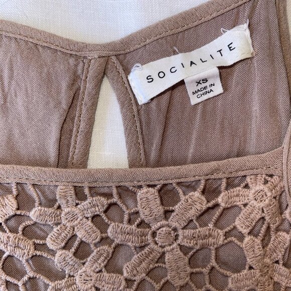 Socialite High Neck Mini Dress with Crochet Daisies - Picture 7 of 11